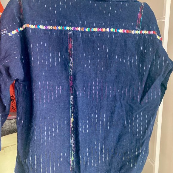 Vintage Boho Embroidered Cross Stitch Rainbow Top - Picture 4 of 6